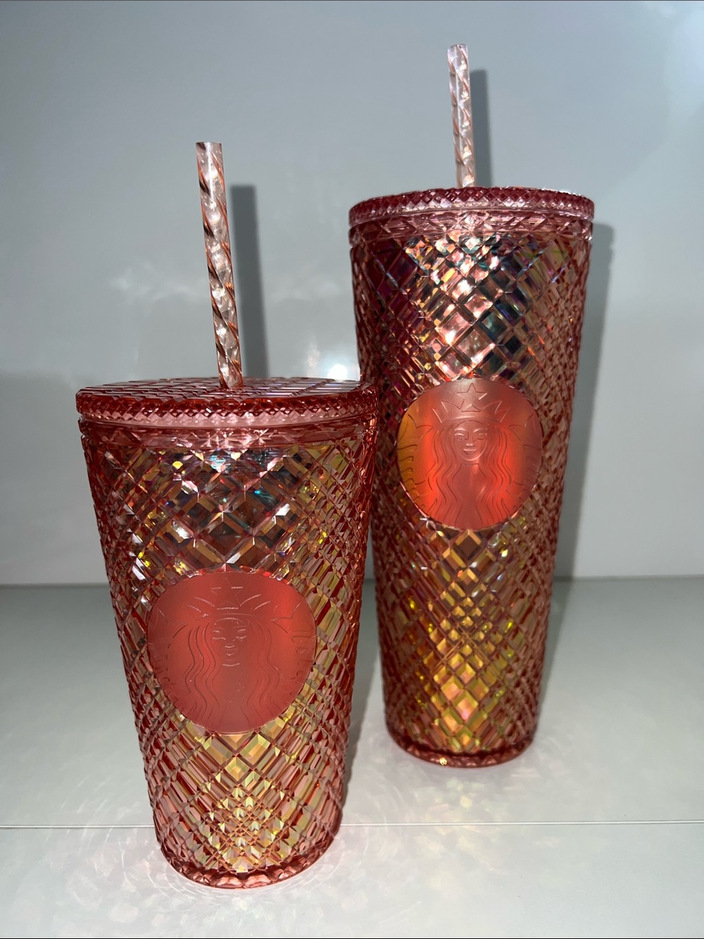 Starbucks Iridescent Pink Studded Tumbler Set with Straws